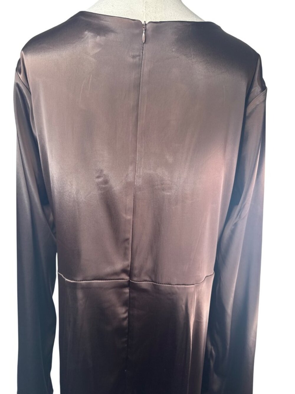 Remi X Revolve OX Choc Brown Dress Long Sleeve Plunge Neck - Picture 12 of 16